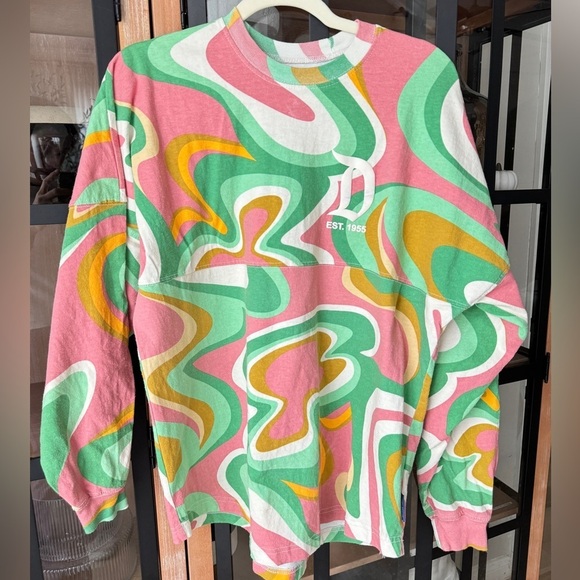 Disneyland Resort Spirit Jersey swirl collection long sleeve colorful pullover - Picture 3 of 9